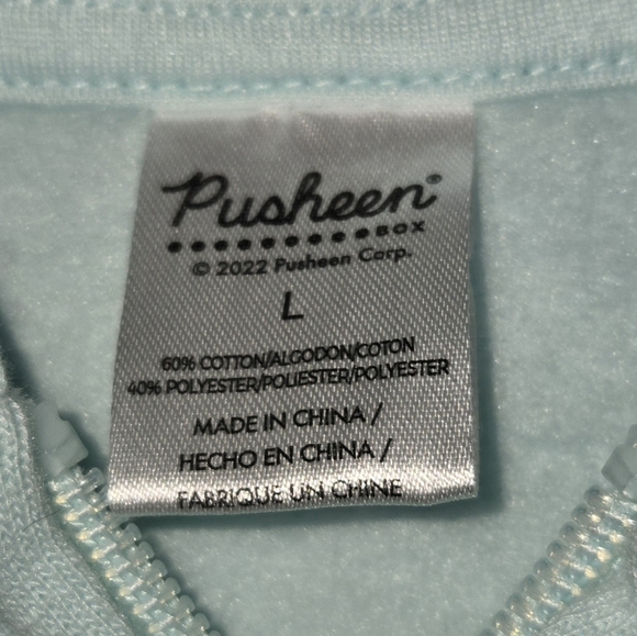 Pusheen Gamer Graphic Zip Up Long Sleeve Exclusive Mint Green Hoodie Sz L - Picture 3 of 5